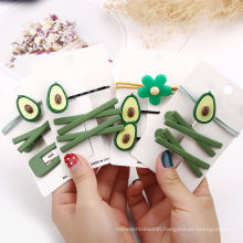 Wholesale Popular Elastic Hair clips,avocado resin bead elastic cord hair clips